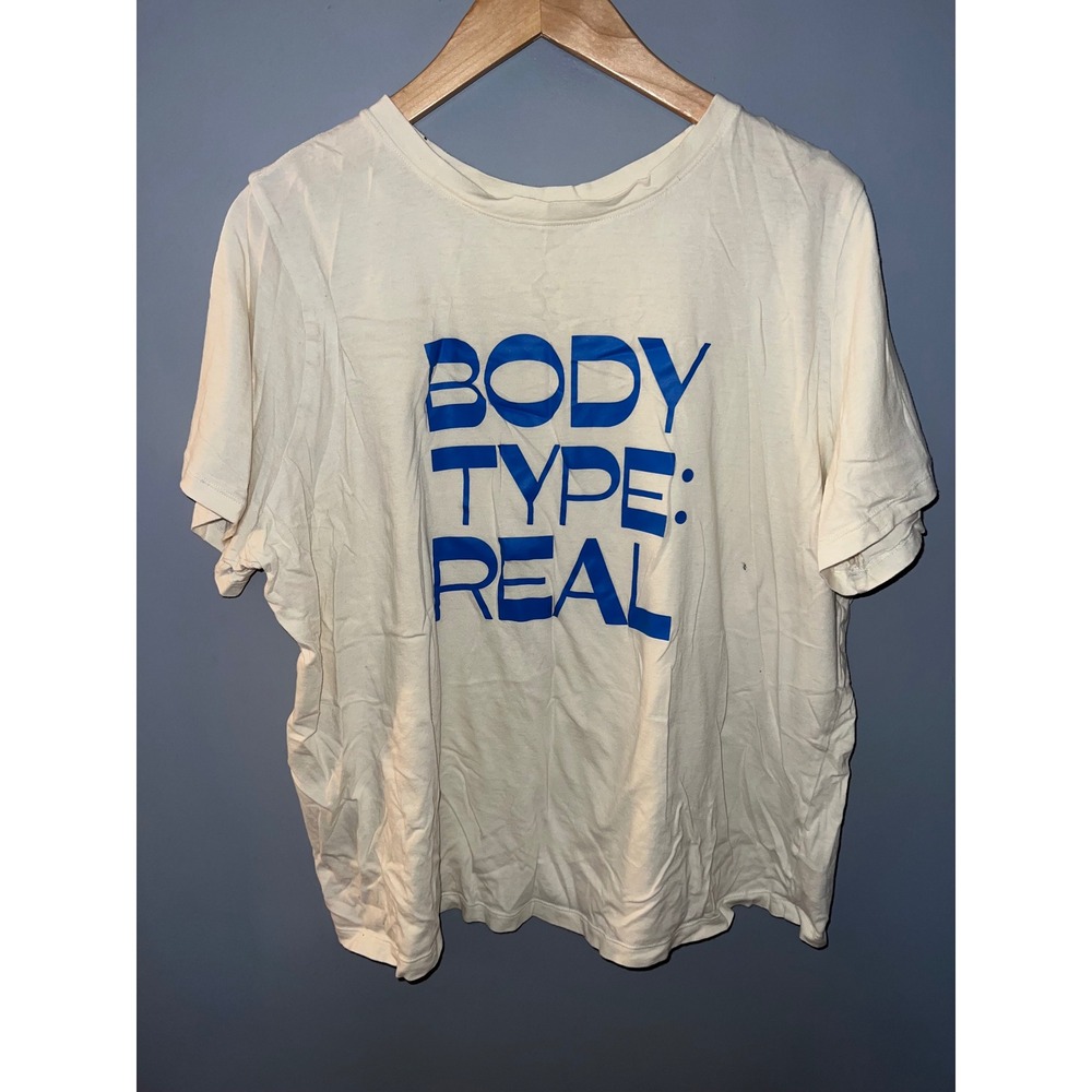 Ava & Viv Body Type Real Graphic Tee Cream Blue Plus Size 1X T-Shirt